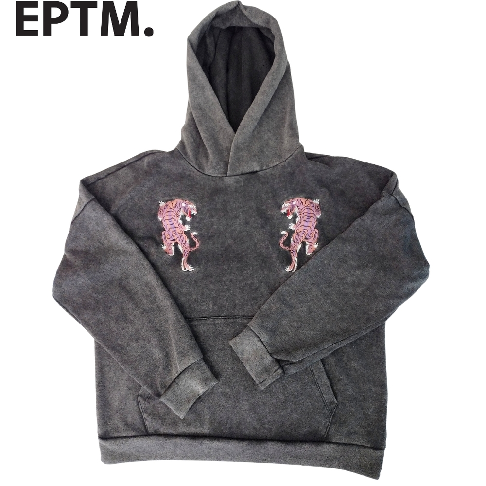 EPTM | Souvenir Tiger Hoodie Gray Stone Washed Hoodie | Size X-Small